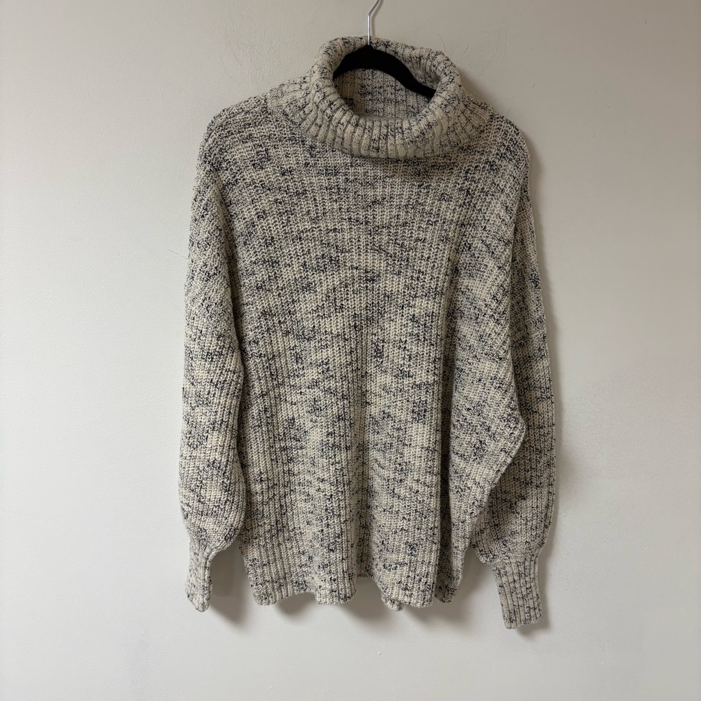 Offline By Aerie Black And Cream Knit Sweater Turtleneck Cotton S/P Nwt